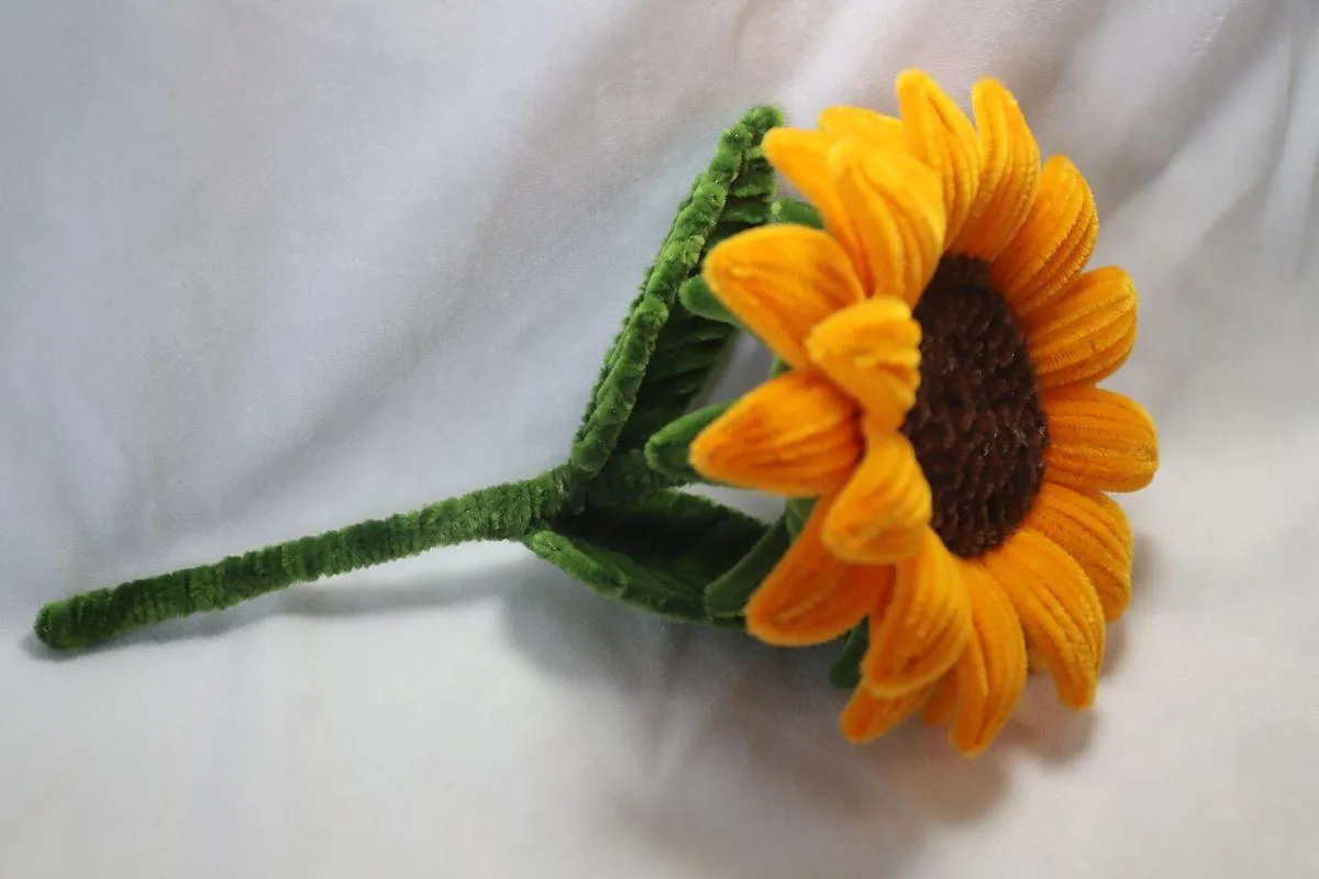 Handmade Yellow Sunflower Single Stem - Pipe Cleaner Flower