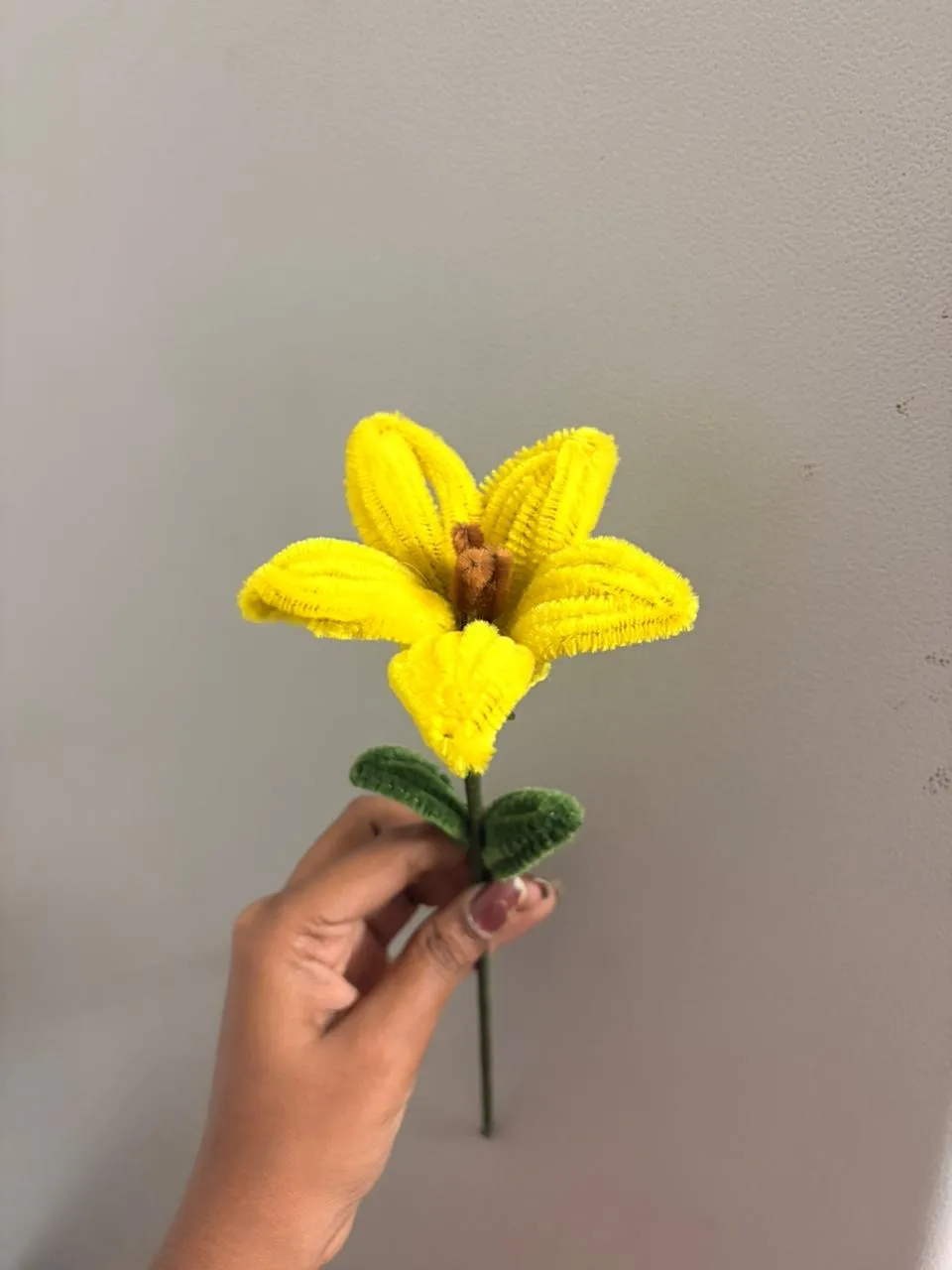 Handmade Yellow Lily Single Stem - Pipe Cleaner Flower