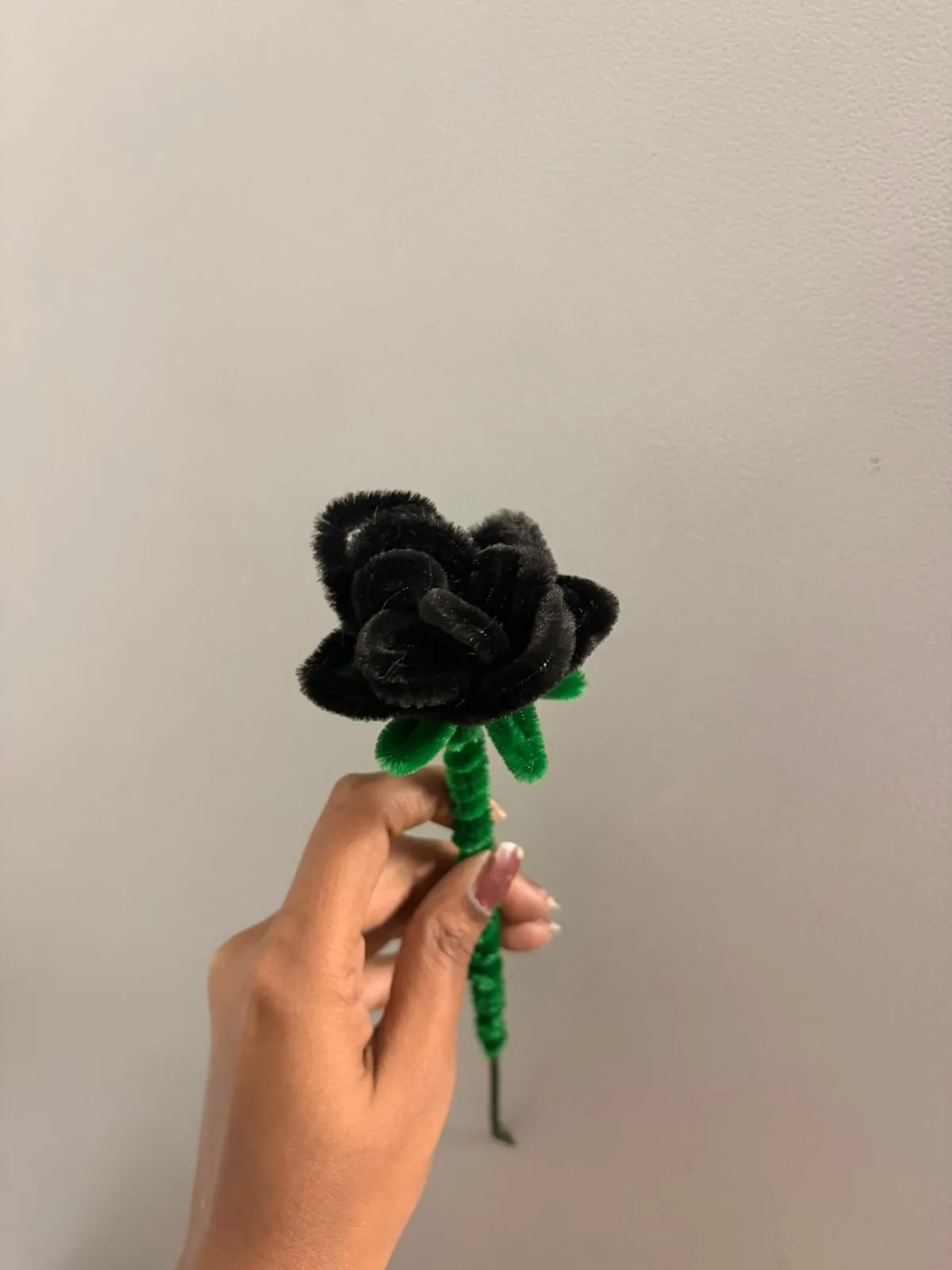 Handmade Black Rose Single Stem - Pipe Cleaner Flower