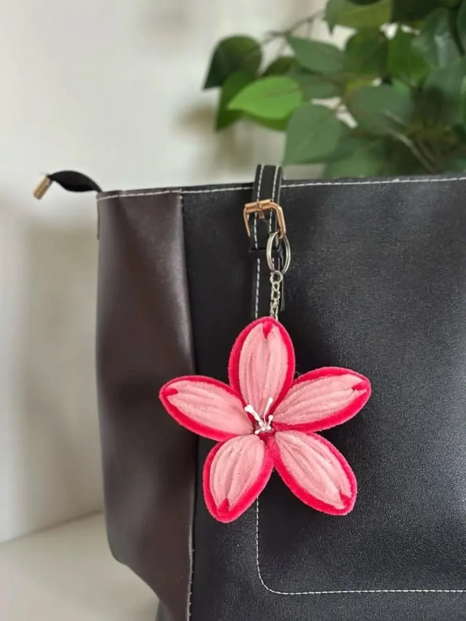 Handmade Pink Sakura Bag Charm - Pipe Cleaner Keychain