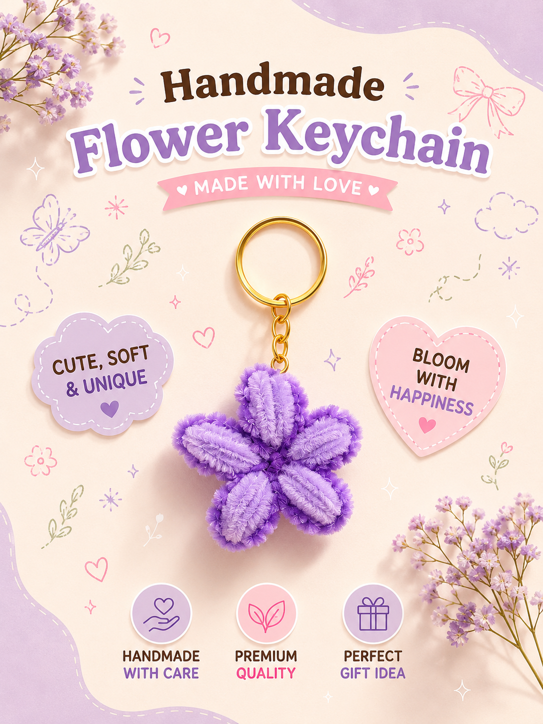 Handmade Orchid Flower Keychain
